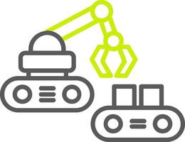 icône de deux couleurs de la ligne de tri des produits robotisés vecteur