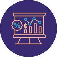 financier présentation ligne deux Couleur cercle icône vecteur