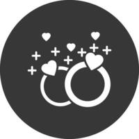 mariage anneaux glyphe inversé icône vecteur