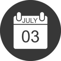 juillet glyphe inversé icône vecteur