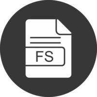 fs fichier format glyphe inversé icône vecteur