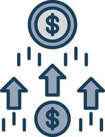 argent croissance ligne rempli gris icône vecteur