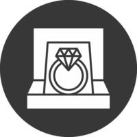 icône inversée de glyphe de bague en diamant vecteur
