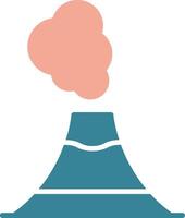 icône de deux couleurs de glyphe de volcan vecteur