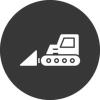 bulldozer glyphe inversé icône vecteur
