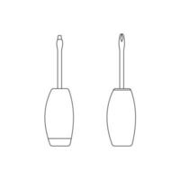 icône de contour de tournevis, un ensemble de deux outils pour différents types de travail vecteur