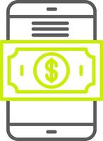 icône de deux couleurs de la ligne de paiement mobile vecteur