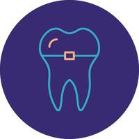 un appareil dentaire ligne deux Couleur cercle icône vecteur