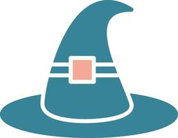 icône de deux couleurs de glyphe de chapeau de sorcière vecteur