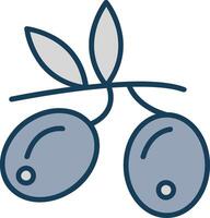 Olives ligne rempli gris icône vecteur