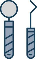 dentiste outils ligne rempli gris icône vecteur