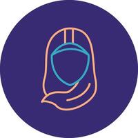 hijab ligne deux Couleur cercle icône vecteur