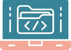icône de deux couleurs de glyphe de développement logiciel vecteur