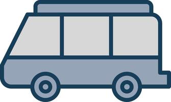 minibus ligne rempli gris icône vecteur