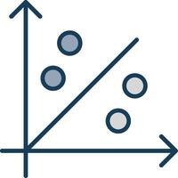 dispersion graphique ligne rempli gris icône vecteur