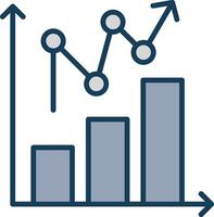 statistique graphique ligne rempli gris icône vecteur