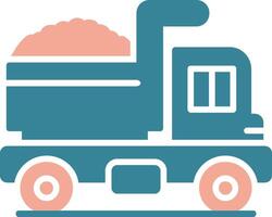 icône de deux couleurs de glyphe de camion à benne basculante vecteur