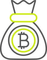 icône de deux couleurs de la ligne bitcoin vecteur