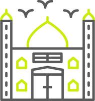 icône de deux couleurs de ligne de mosquée vecteur