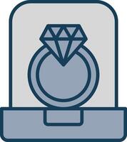 diamant bague ligne rempli gris icône vecteur