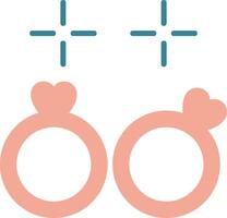 mariage anneaux glyphe deux Couleur icône vecteur