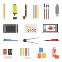 Dessin Outils Icons Flat Set vecteur