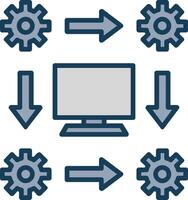 flux de travail ligne rempli gris icône vecteur