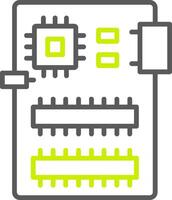 circuit imprimé, ligne, deux, couleur, icône vecteur