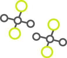 ligne de molécules icône de deux couleurs vecteur