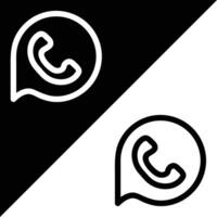 WhatsApp icône, contour style, isolé sur noir et blanc Contexte. vecteur