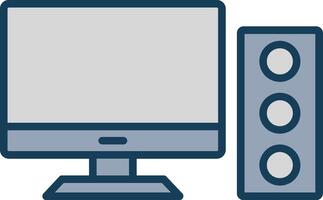 bureau ordinateur ligne rempli gris icône vecteur