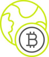 bitcoin monde ligne deux Couleur icône vecteur