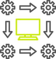 icône de deux couleurs de ligne de flux de travail vecteur