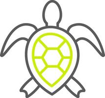 tortue de mer, ligne, deux, couleur, icône vecteur
