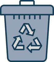 recycler poubelle ligne rempli gris icône vecteur