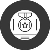 médaille prix glyphe inversé icône vecteur