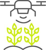 icône de deux couleurs de la ligne de drones agricoles vecteur