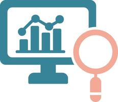 icône de deux couleurs de glyphe d'analyse de marché vecteur