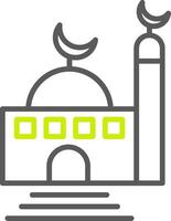 icône de deux couleurs de ligne de mosquée vecteur