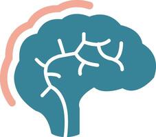 icône de deux couleurs de glyphe de cerveau humain vecteur