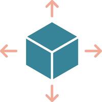 icône de deux couleurs de glyphe de cube vecteur
