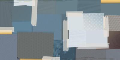 abstrait collage art mixte médias monocromatique bleu et gris couleurs Contexte illustration. vecteur