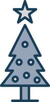 Noël arbre ligne rempli gris icône vecteur