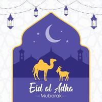 eid Al adha mubarak islamique Contexte avec mosquée illustration vecteur