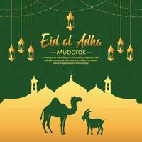 eid Al adha mubarak islamique social médias Publier modèle vecteur