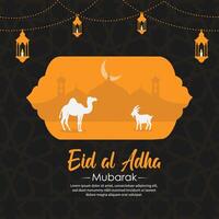 eid Al adha mubarak islamique Contexte avec mosquée illustration vecteur