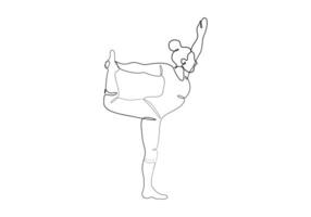 un continu ligne dessin de femme pratiquant yoga aptitude concept pro illustration vecteur