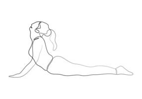 un continu ligne dessin de femme pratiquant yoga aptitude concept pro illustration vecteur