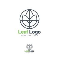 feuille logo conception modèle encerclé avec plat ligne style logo vecteur