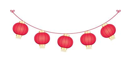 chinois lanterne pendaison guirlande, lunaire Nouveau année et milieu de l'automne Festival décoration graphique vecteur